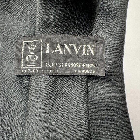 Lanvin Polyester Tie โ Black - Made in Canada โ Gift for Him - Picture 2 of 5